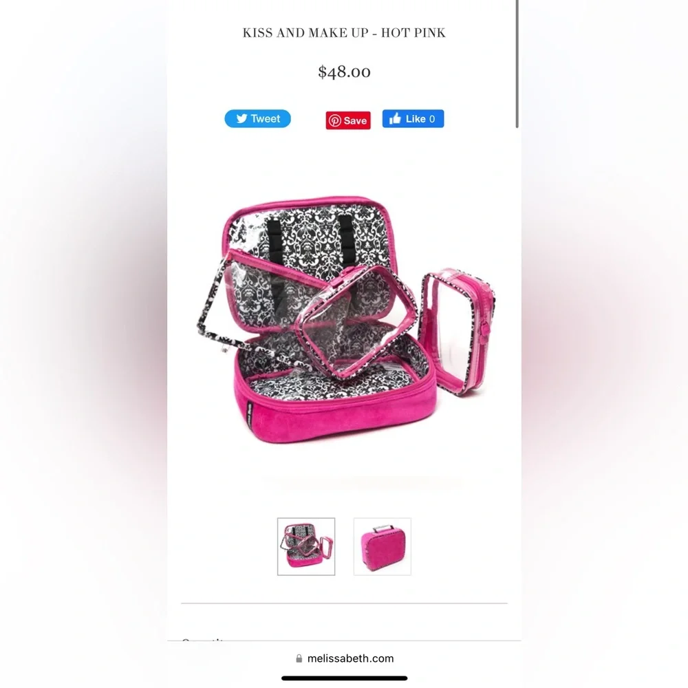 NEW Hot Pink, Black & White Velour Travel Laundry / Shoe & Cosmetics Makeup Bags